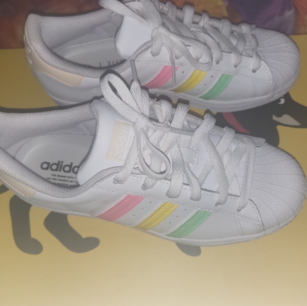 Adidas rainbow stripe shoes